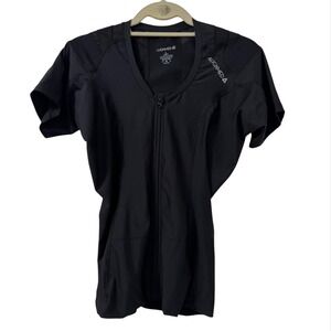 AlignMed Womens Black Posture Shirt 2.0 Zip Short Sleeve Postural Health‎ Size L